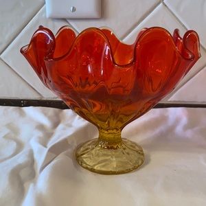 Rare Vintage ombré LE Smith footed compote ruffled bowl